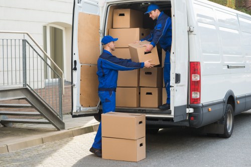 Packed boxes and furniture ready for local short-notice removals