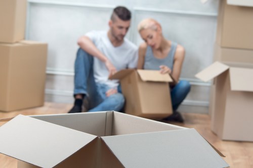 Careful loading of student boxes and furniture for a Chiswick relocation