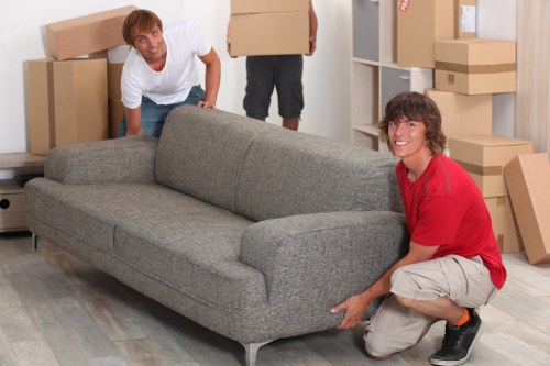 Strong moving boxes arranged for a Chiswick house or flat move